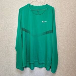 NIKE Run Division Rise 365 T-Shirt Men’s 2XL Green Long Sleeve Running Tee Shirt